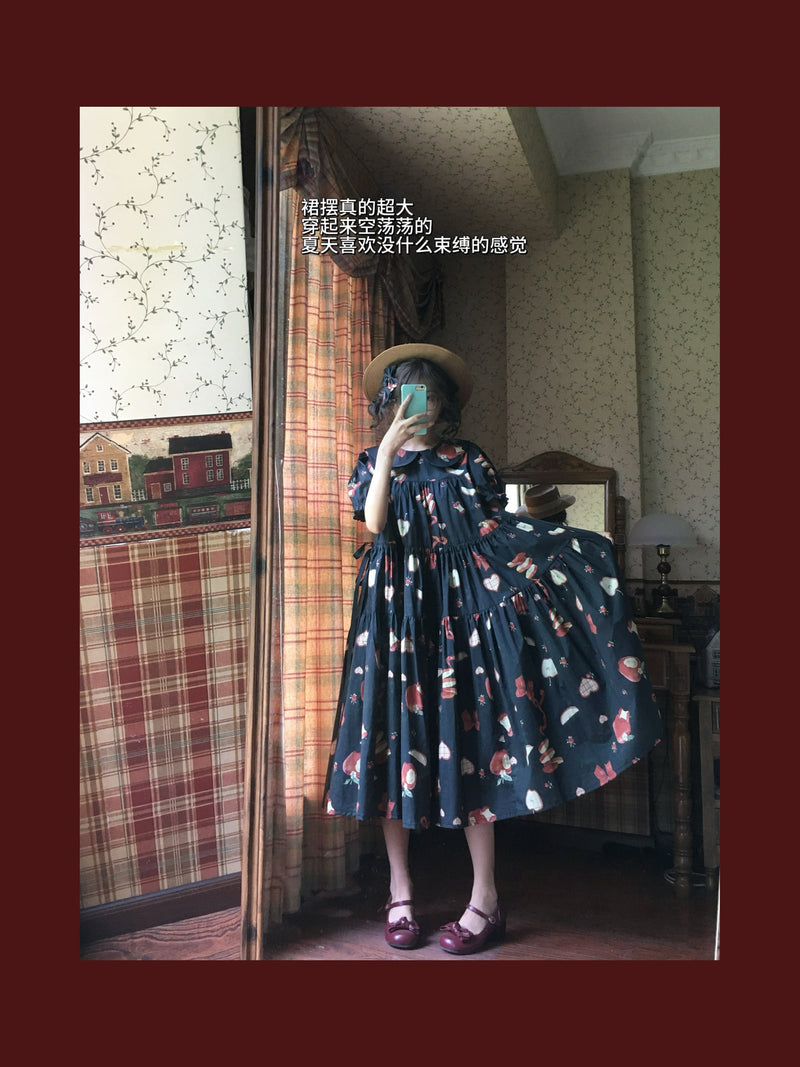 Wind Sleep - Apple Sleep - Cotton Print OP Dress — original supplier detail