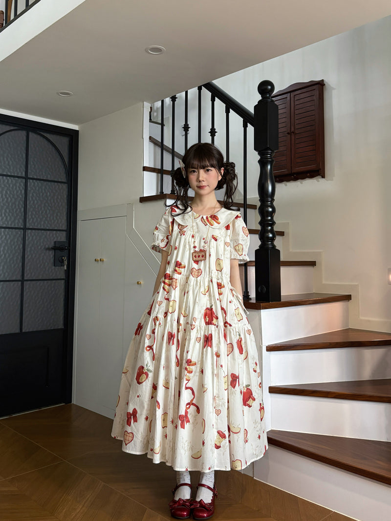 Wind Sleep - Apple Sleep - Cotton Print OP Dress — option photo