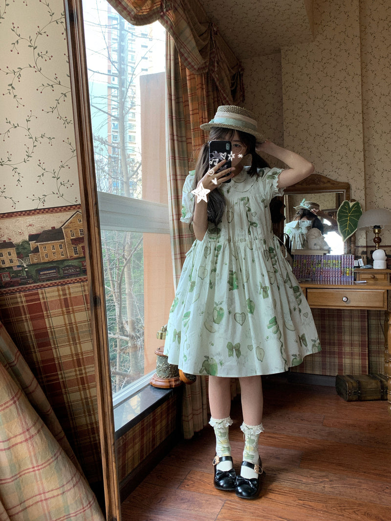 Wind Sleep - Apple Sleep - Cotton Print OP Dress — option photo