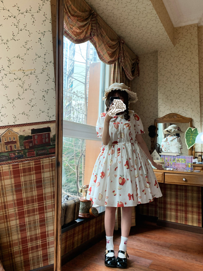 Wind Sleep - Apple Sleep - Cotton Print OP Dress — option photo