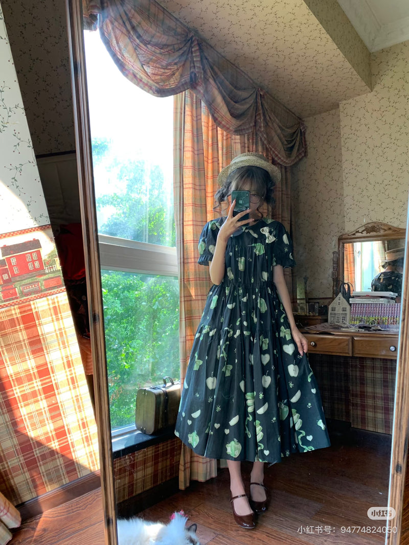 Wind Sleep - Apple Sleep - Cotton Print OP Dress — option photo