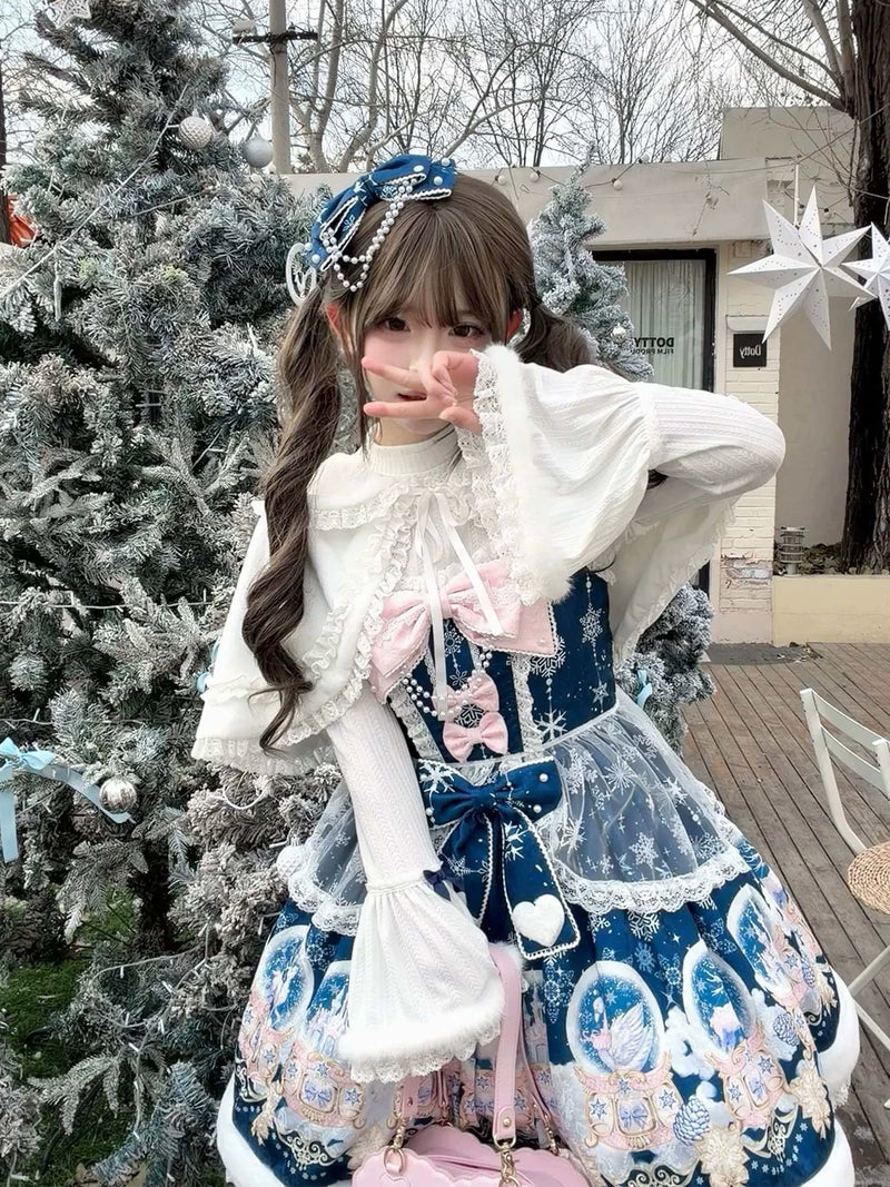 Navy Winter Snowball JSK, full worn view without cape