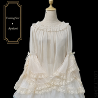 Zhijinyuan Evening Star Sheer Hime Sleeve Blouse - Apricot Sheer Blouse / One Size