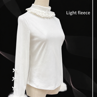 Zhijinyuan - Soft Sweetheart - Fleece Mock-Neck Top with Plush Cuffs - White / S