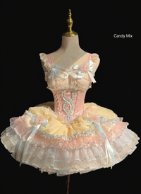 Zhijinyuan - Shimmering Gift Box - Ribbon-Trimmed JSK Dress - Candy Mix JSK + Back Bow / S