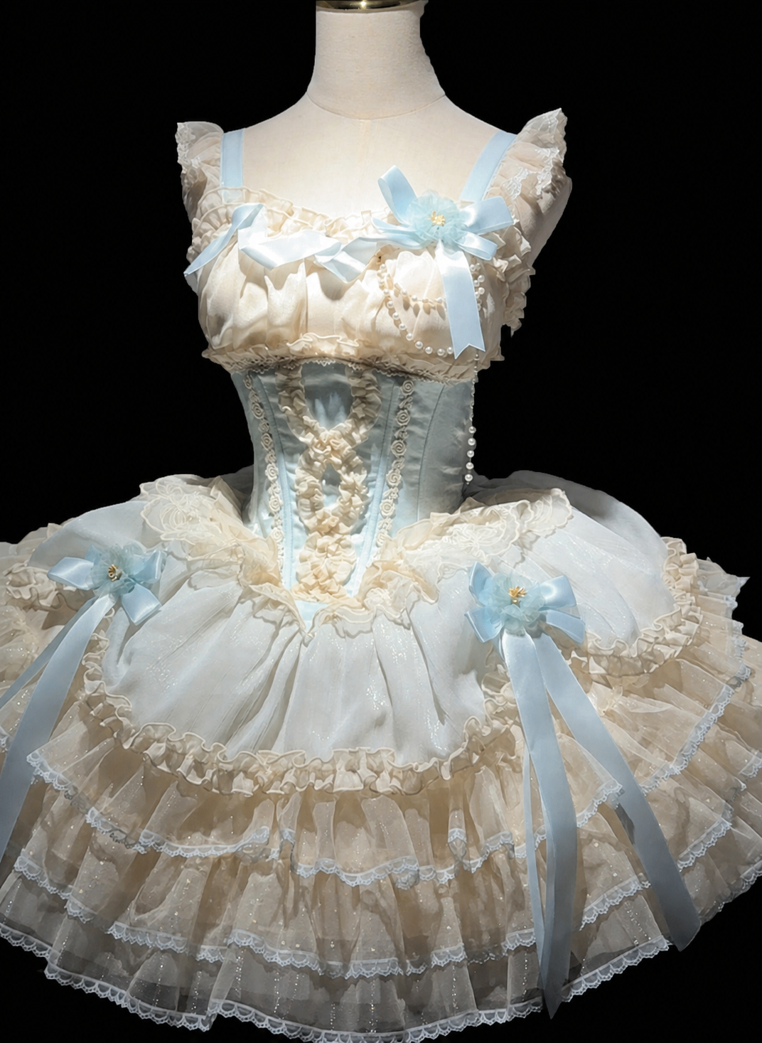 ZhiJinYuan Shimmering Gift Box light blue balletcore JSK dress
