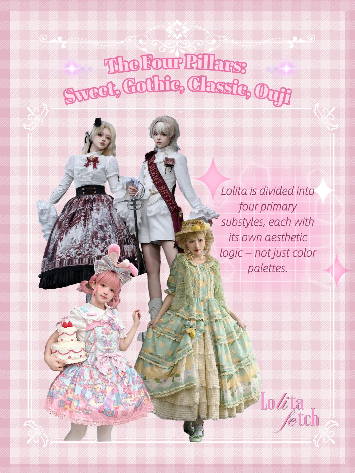 Sweet, Gothic, Classic and Ouji Lolita style guide.